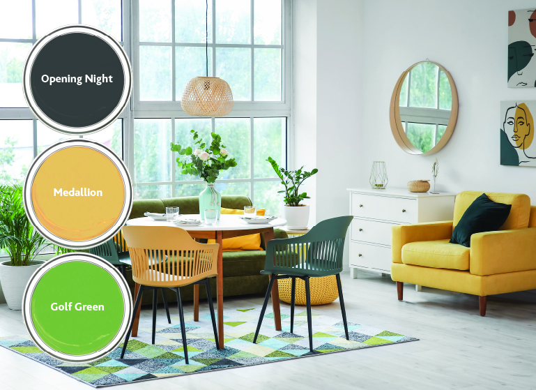 June inspired deep coloured living room