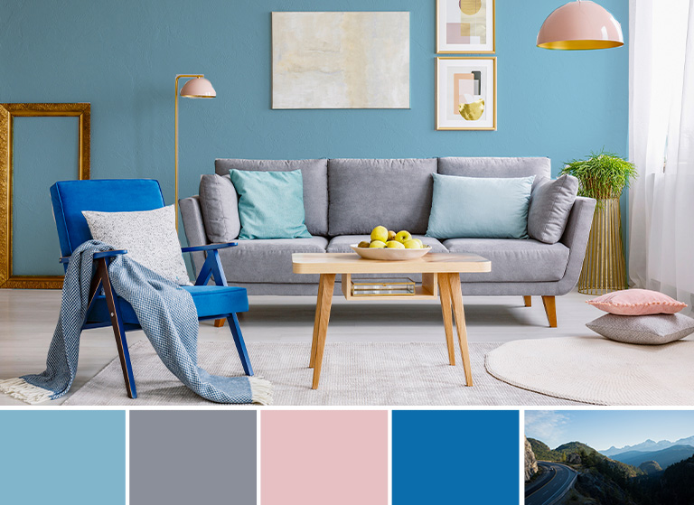 British Columbia inspired soft coloured living room