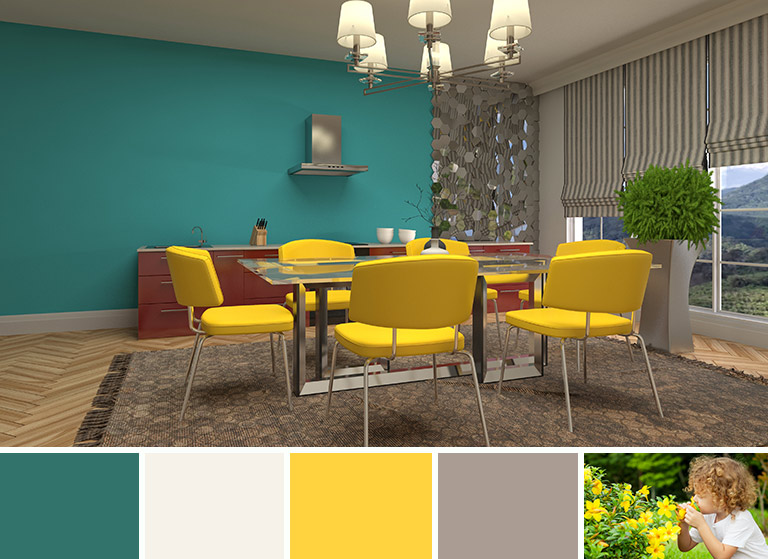 May inspired bold coloured dining room
