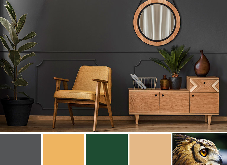 March inspired deep coloured room
