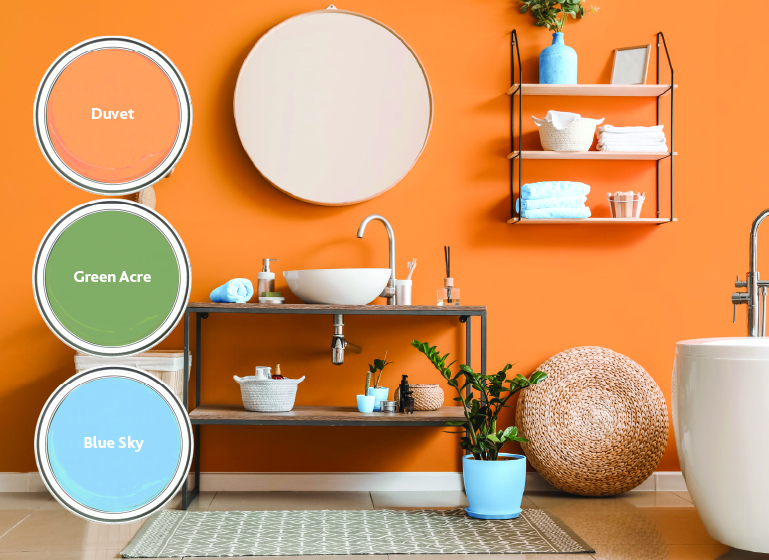 April inspired bold coloured bathroom
