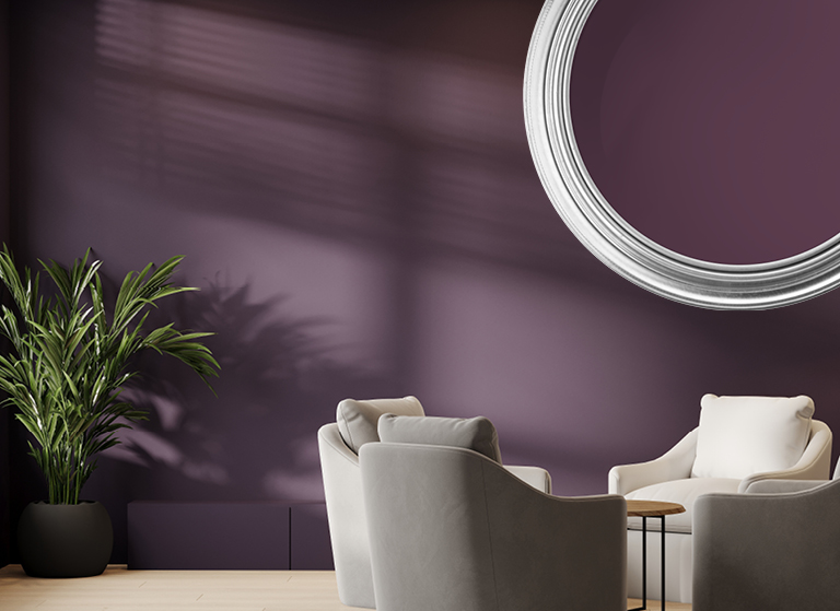 Velvet rope inspired deep coloured living room