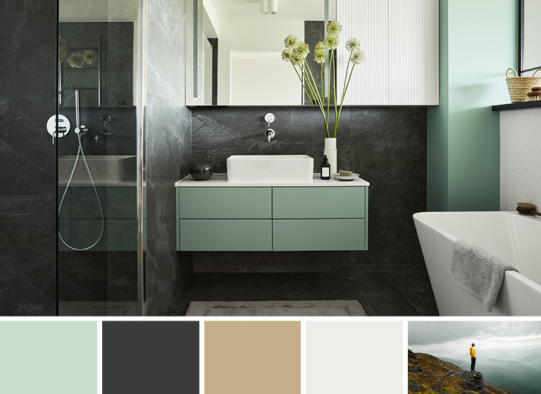 September inspired bold and deep coloured bathroom
