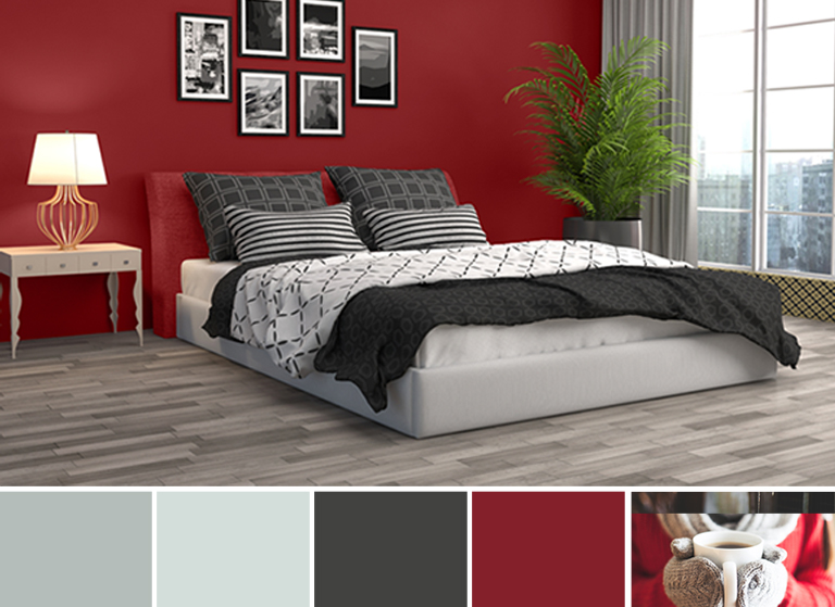 Winter inspired bold and deep bed room