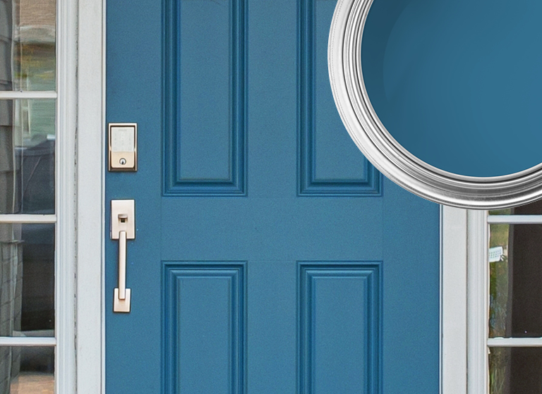 Florentine blue inspired deep coloured entrance door