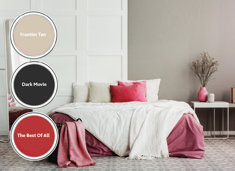 August inspired soft coloured bed room
