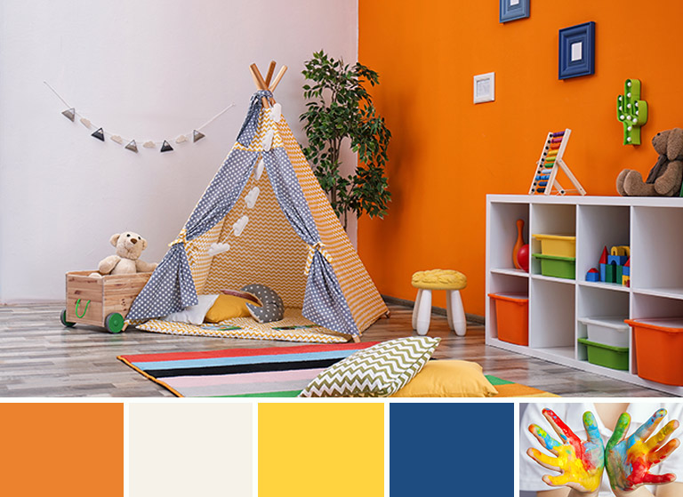 June inspired bold coloured room