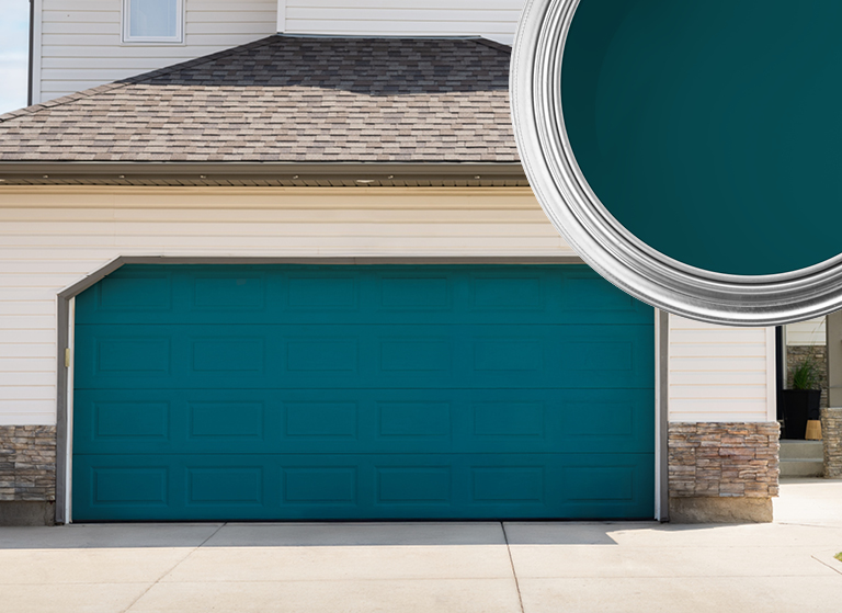 Mountain mist inspired bold coloured garage door