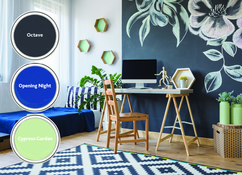 May inspired bold coloured room